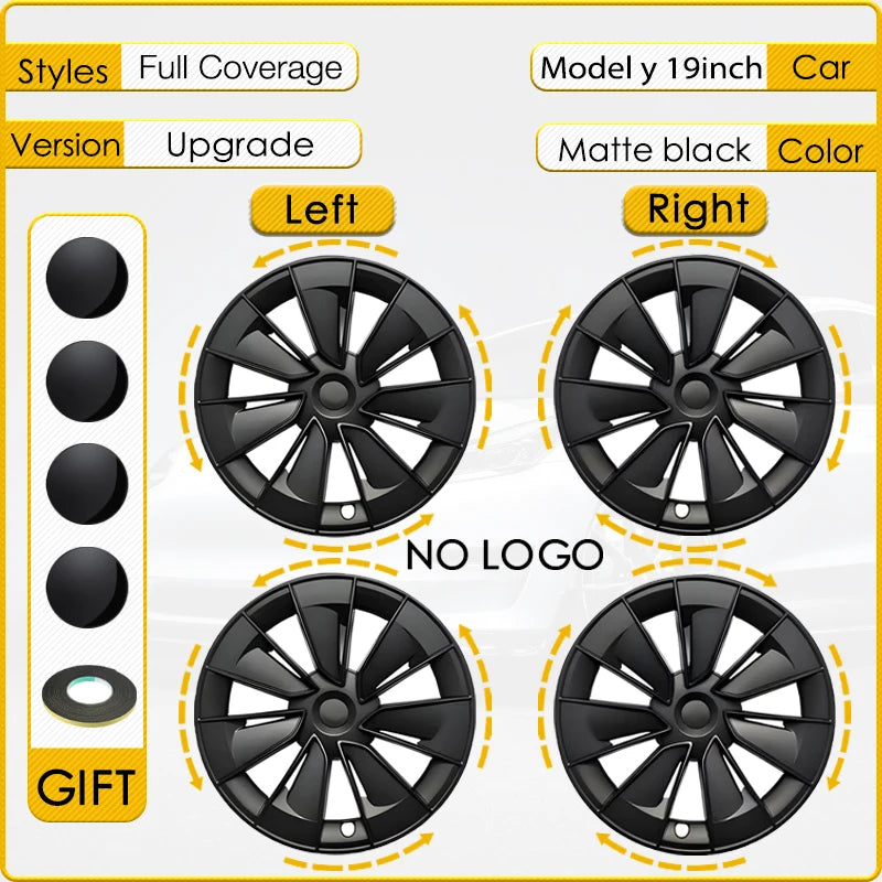 4PCS Hub Cap 19 Inch For Tesla Model Y Car Automobile Hubcap Full Cover Performance Replacement Wheel Cap Accessories 2018-2024