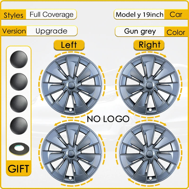 4PCS Hub Cap 19 Inch For Tesla Model Y Car Automobile Hubcap Full Cover Performance Replacement Wheel Cap Accessories 2018-2024