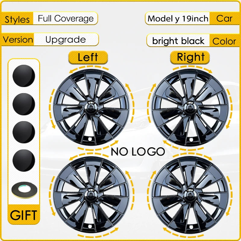 4PCS Hub Cap 19 Inch For Tesla Model Y Car Automobile Hubcap Full Cover Performance Replacement Wheel Cap Accessories 2018-2024