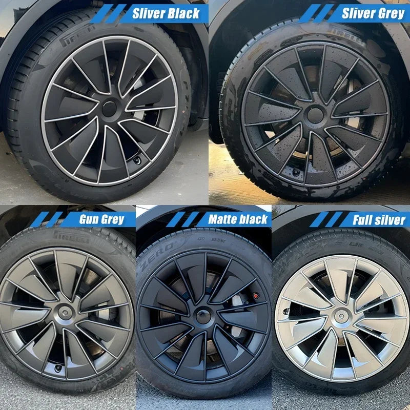 4PCS Hub Cap 19 Inch For Tesla Model Y Car Automobile Hubcap Full Cover Performance Replacement Wheel Cap Accessories 2018-2024