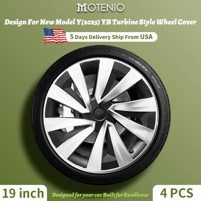 4PCS for New Model Y 2025 Juniper 19in Turbine Style Hubcap Rim Cover Accessories Hub Cap Automobile Wheel Cap for Tesla
