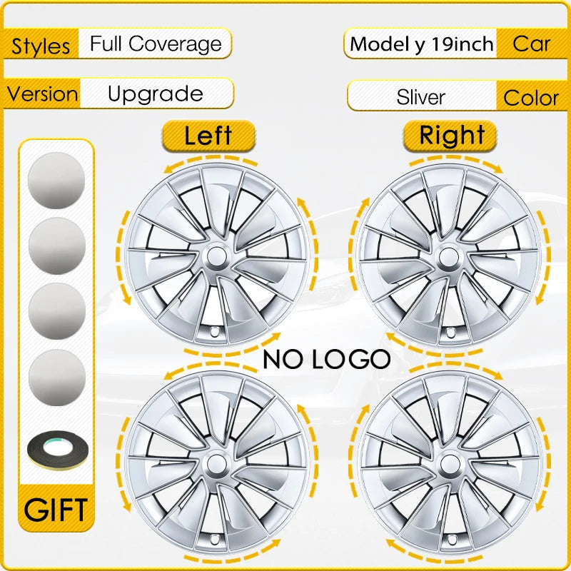 4PCS Hub Cap 19 Inch For Tesla Model Y Car Automobile Hubcap Full Cover Performance Replacement Wheel Cap Accessories 2018-2024