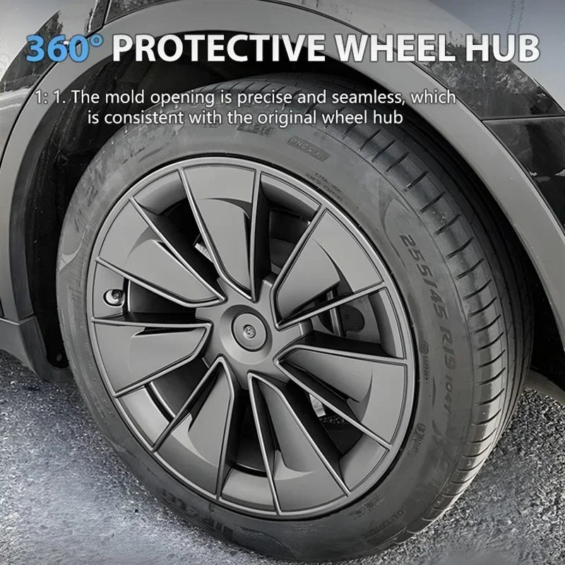 4PCS Hub Cap 19 Inch For Tesla Model Y Car Automobile Hubcap Full Cover Performance Replacement Wheel Cap Accessories 2018-2024