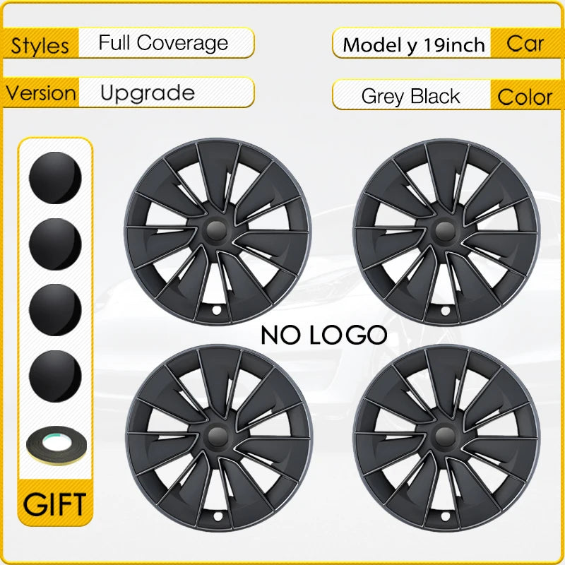 4PCS Hub Cap 19 Inch For Tesla Model Y Car Automobile Hubcap Full Cover Performance Replacement Wheel Cap Accessories 2018-2024